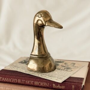 Brass Duck Bookend 6.5” (Single) Vintage Brass Duck Door Stop
